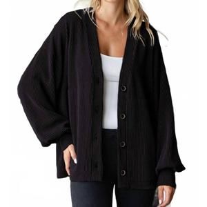 NEW 7TH RAY sweet elegance ribbed sweater in black